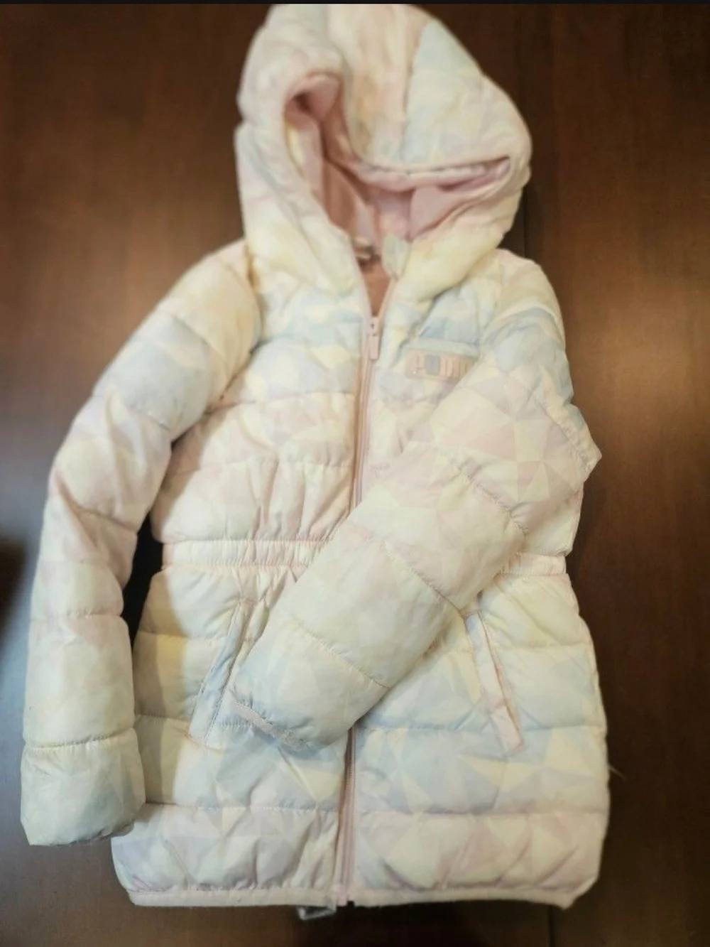 Girls PUMA Hooded Puffer Coat in Pastel